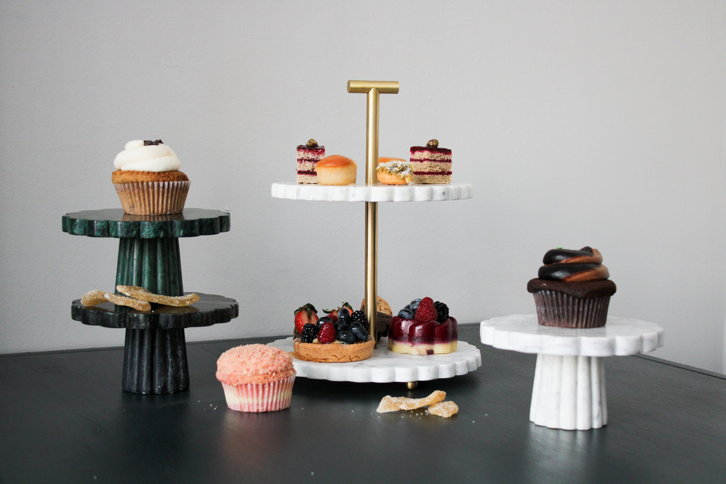 Verona Black Marble Small Cake Stand