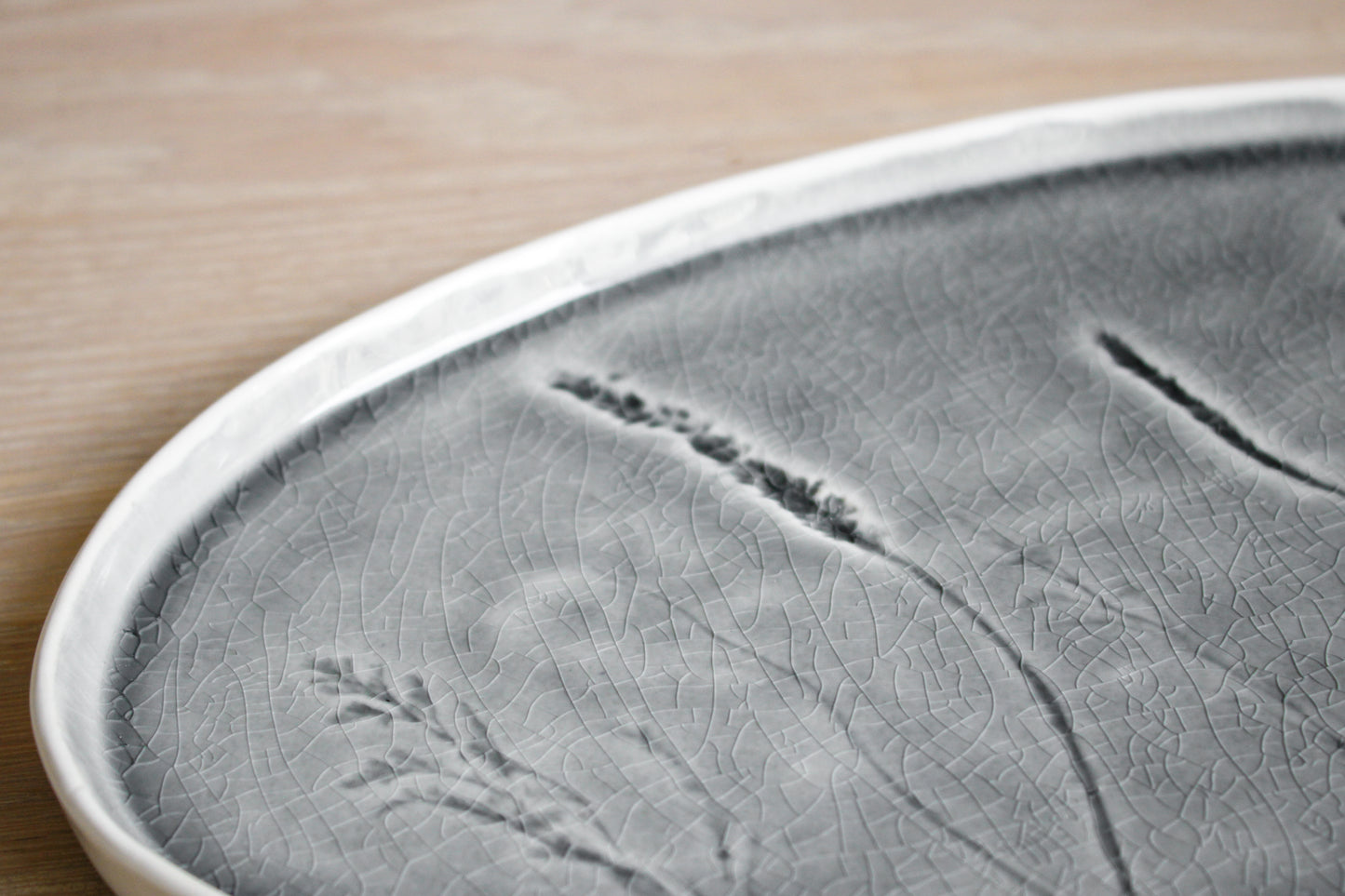 Meadow Grey Porcelain Oval Platter