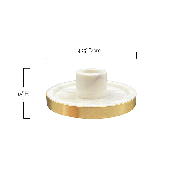 Verona White Marble Candlestick