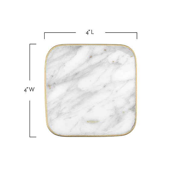 Verona White Marble Coaster Set