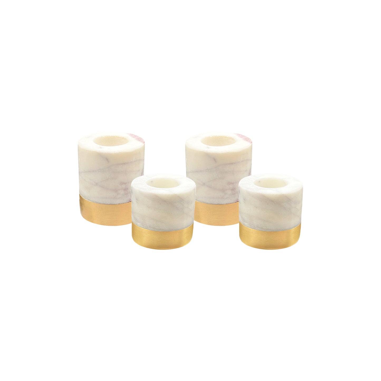 Verona White Marble Taper Holder Set