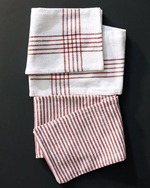 Cotton Tea Towels in Brick- Set of 2