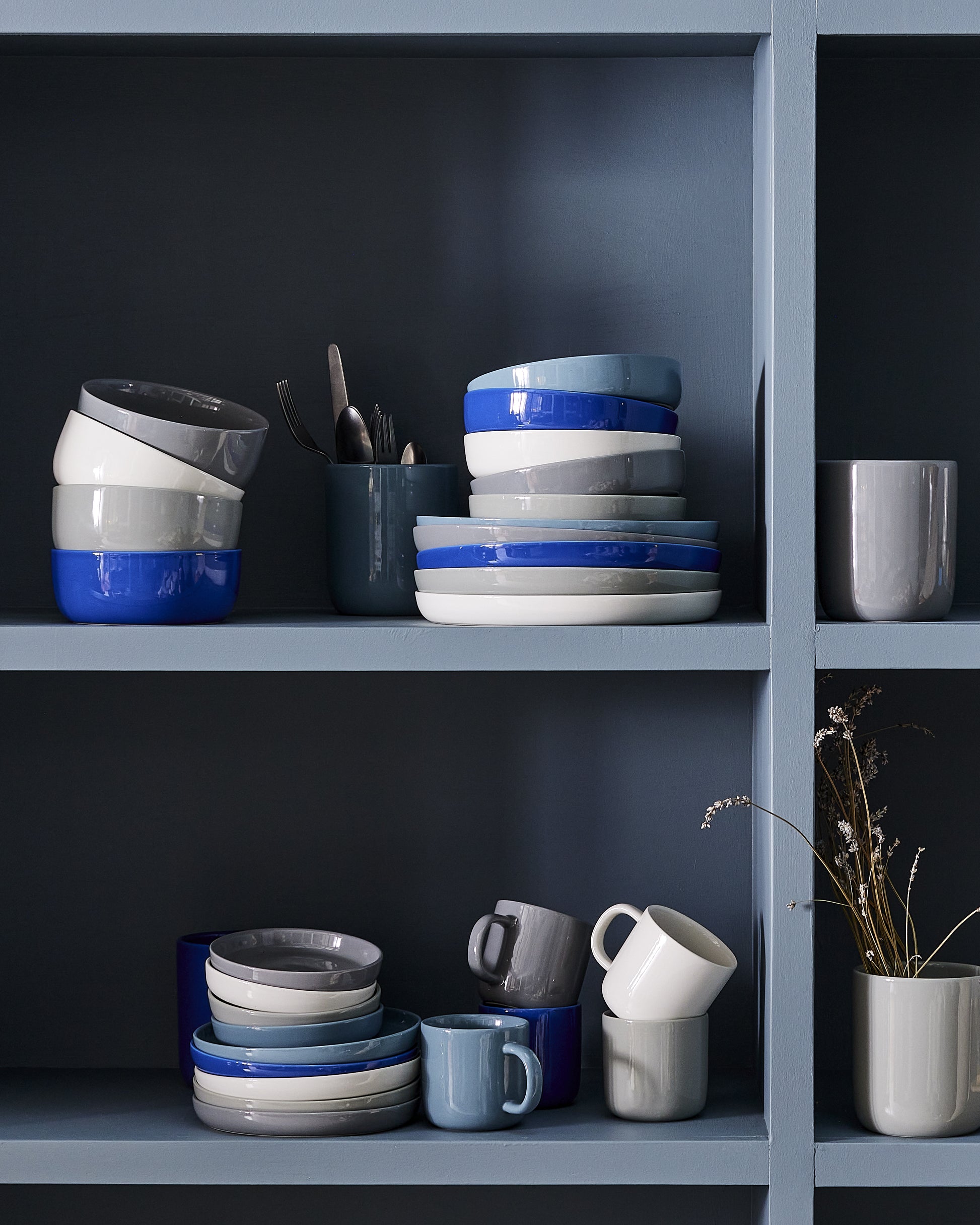 Reims Stoneware Atlantic Utensil Cup, Set of 2 Canvas Home Atlantic, Blue, Hand Glazed, Kitchen Crock, Kitchen Utensil Cup, Reims Atlantic, Reims Collection, Reims Utensil Cup, Utensil Cup