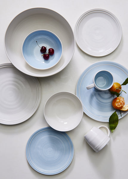 Lines 16-piece Place Setting- White/Blue