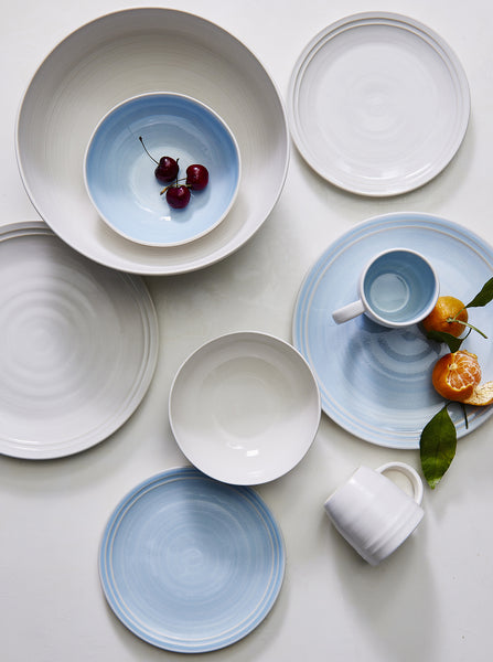 Lines Dinner Plate - White/Blue - Set of 4