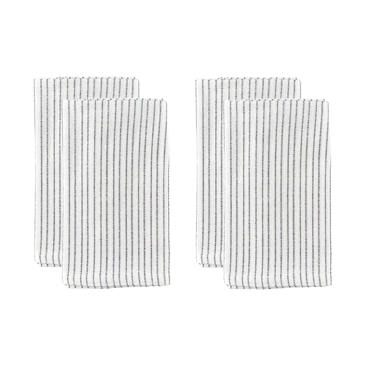 Stitched Cotton White/Black Napkin, Set of 4