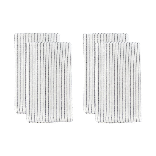 Stitched Cotton White/Black Napkin, Set of 4