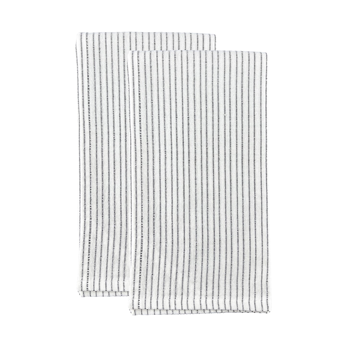 Stitched Cotton White/Black Tea Towel, Set of 2