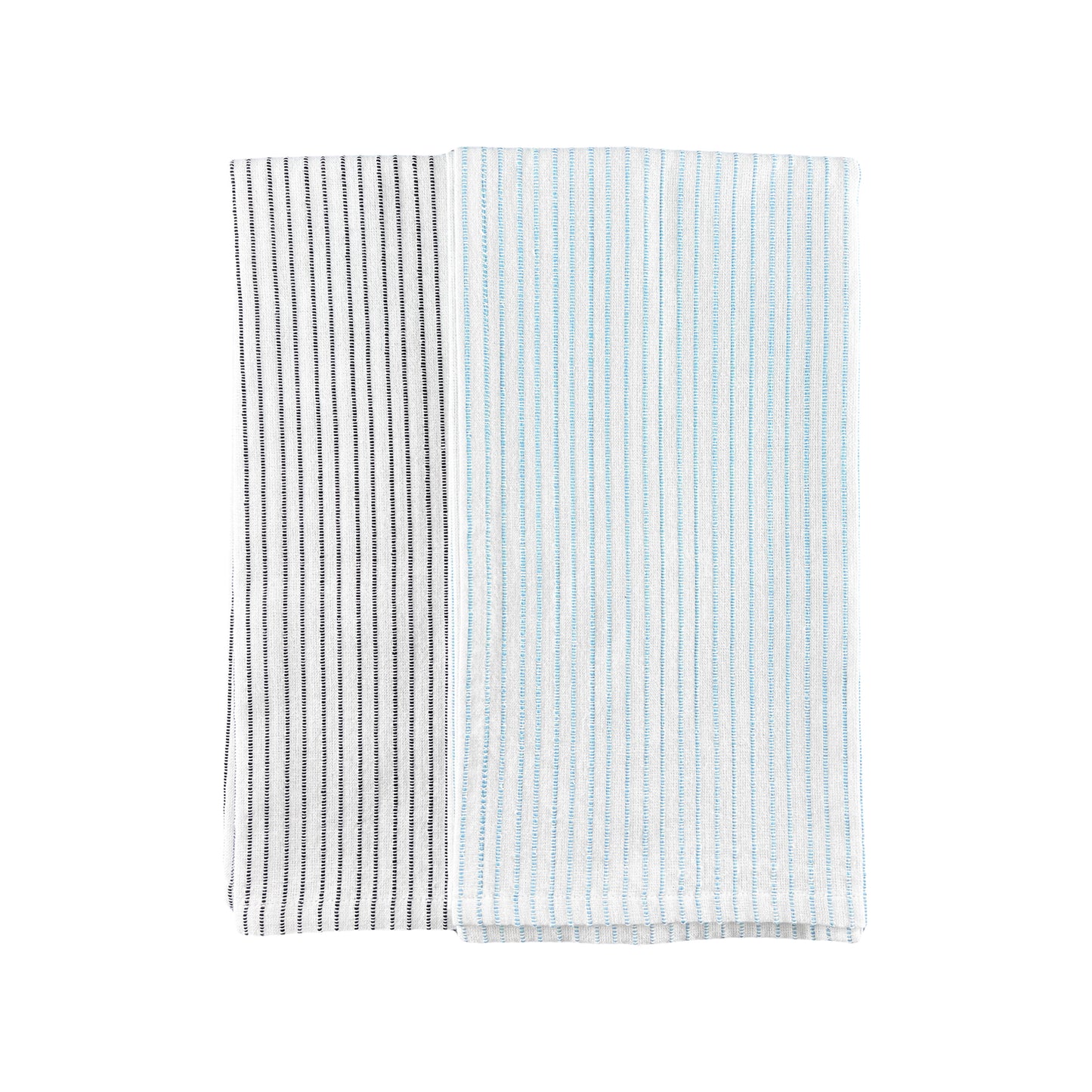 Stitched Cotton White/Blue Tea Towel, Set of 2