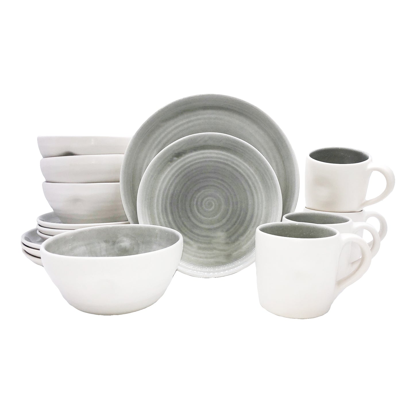 Pinch Grey Stoneware 16 Piece Dinnerware Set, Service For 4