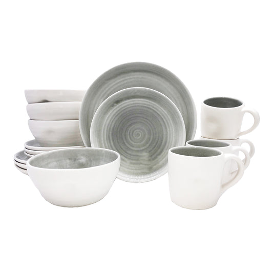 Pinch Grey Stoneware 16 Piece Dinnerware Set, Service For 4