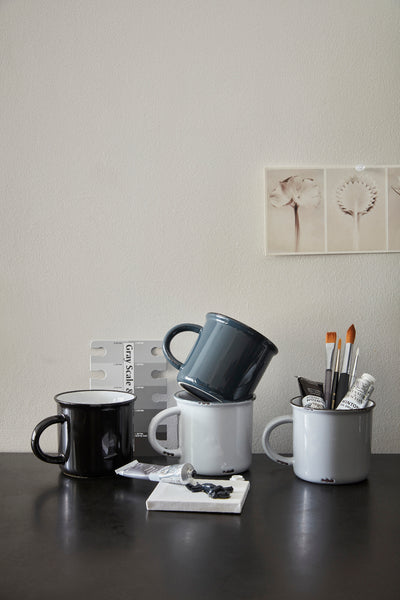 Tinware Mug in Solid White- Set of 4