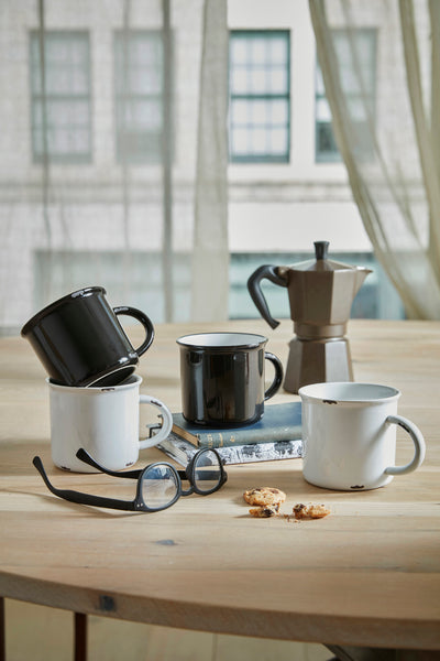 Tinware Mug in Solid White- Set of 4