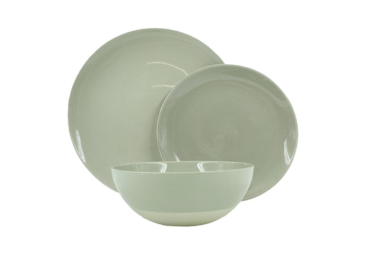 Shell Bisque Grey Porcelain 3 Piece Dinnerware Set, Service For 1 Canvas Home 3 Piece Dinnerware Set, Casual Dinnerware, Dinnerware Set, Grey, Porcelain, Porcelain Dinnerware, Service For 1, Shell Bisque, Shell Bisque Collection, Shell Bisque Dinnerware Set, Shell Bisque Grey