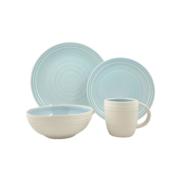 Lines 4-piece place setting - White/Blue