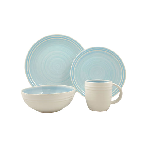 Lines 4-piece place setting - White/Blue