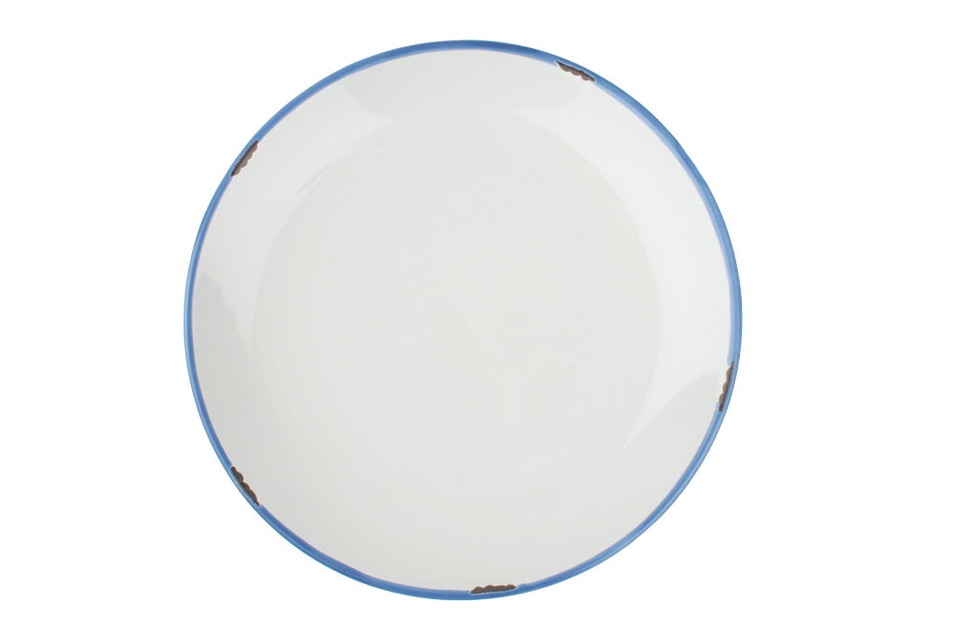 Tinware Blue Rim Stoneware 4 Piece Dinnerware Set, Service For 1 Canvas Home "contemporary dinnerware", canvas home, dinnerware, Enamel, Entertainment, Friends, Gift, Plates, related-tinware-plates, Summer, Tinware Collection, Vintage