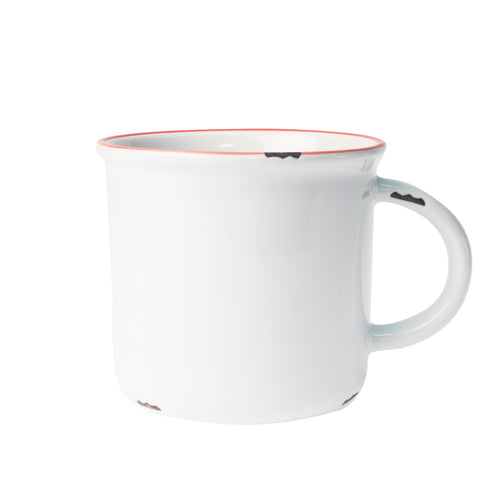 Tinware Mug in White/Red Rim - Set of 4
