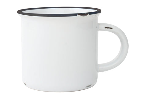 Tinware Mug in White/Slate Rim - Set of 4