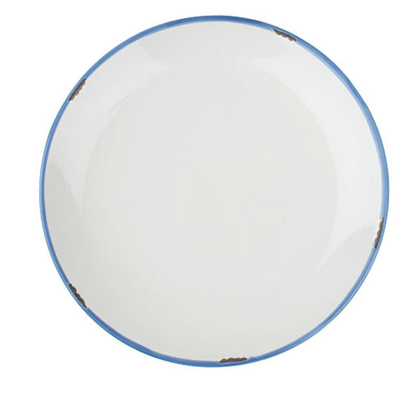 Tinware Salad Plate in White/Blue  - Set of 4