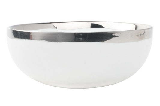 Dauville Platinum Metallic Porcelain Cereal Bowl, Set of 4 Canvas Home Bowls, Cereal Bowl, Cereal Bowl Set, Dauville, Dauville Cereal Bowl, Dauville Collection, Dauville Platinum Cereal Bowl, Dauville Platinum Metallic Porcelain Cereal Bowl, Dauville Porcelain Cereal Bowl, Platinum, Platinum Metallic Porcelain Cereal Bowl, Porcelain Cereal Bowl, White, White & Silver
