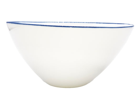 Abbesses Blue Rim Porcelain Serving Bowl, Set of 2 Canvas Home Abbesses, Abbesses Blue Rim, Abbesses Collection, Blue, Blue Rim, Colored Rim, Porcelain, Salad Bowl, Serveware, Serving Bowl, Serving Bowls, Set of 2, White, White & Blue