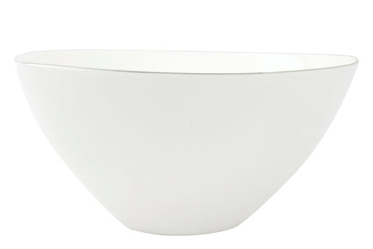 Abbesses Grey Rim Porcelain Serving Bowl, Set of 2 Canvas Home Abbesses, Abbesses Collection, Abbesses Grey Rim, Colored Rim, Grey, Grey Rim, Porcelain, Salad Bowl, Serveware, Serving, Serving Bowl, Serving Bowls, Set of 2, White