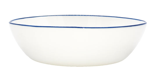 Abbesses Blue Rim Porcelain Pasta Bowl, Set of 4 Canvas Home Abbesses, Abbesses Blue Rim, Abbesses Bowl, Abbesses Collection, Abbesses Pasta Bowl, Abbesses Pasta Bowl Set, Blue, Blue Rim, Bowls, Casual Dinnerware, Colored Rim, Colored Rim Dinnerware, Pasta, Porcelain, Porcelain Dinnerware, Set of 4, White, White & Blue