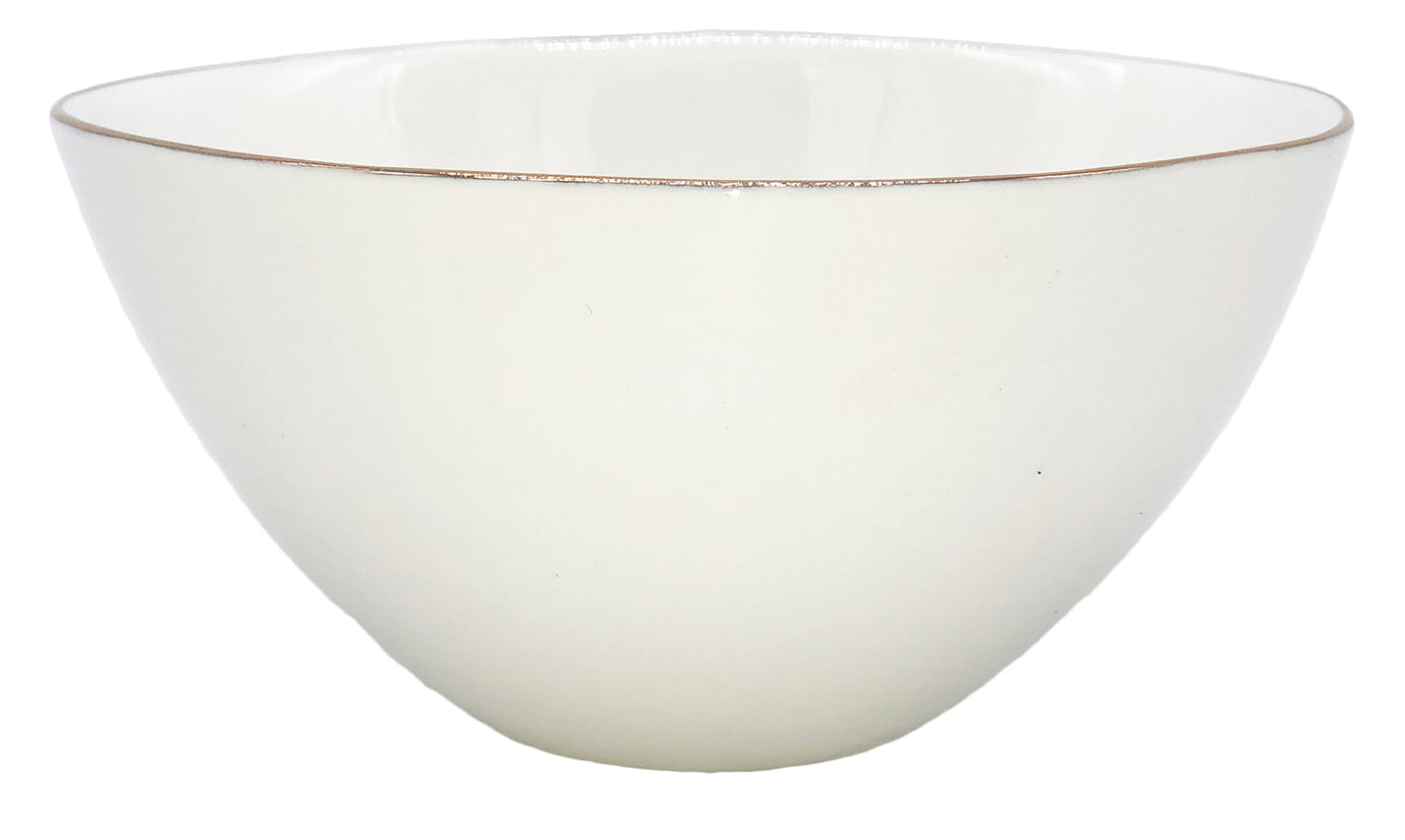 Abbesses Gold Rim Porcelain Small Bowl, Set of 4 Canvas Home Abbesses, Abbesses Bowl, Abbesses Collection, Abbesses Gold Rim, Appetizer Bowl, Bowls, Colored Rim, Colored Rim Dinnerware, Dessert Bowl, Dip Bowl, Gold, Gold Rim, Porcelain, Porcelain Dinnerware, Prep Bowl, Rice Bowl, White, White & Gold