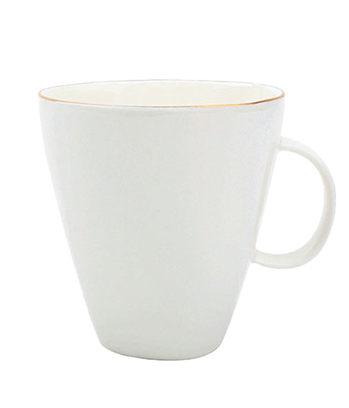 Abbesses Gold Rim Porcelain Mug, Set of 4 Canvas Home Abbesses, Abbesses Collection, Abbesses Gold Rim, Abbesses Mug, Abbesses Mug Set, Casual Dinnerware, Coffee Mug, Colored Rim, Colored Rim Dinnerware, Colored Rim Mug, Gold, Gold Rim, Mug, Mugs + Cups, Porcelain, Porcelain Dinnerware, Set of 4, White, White & Gold