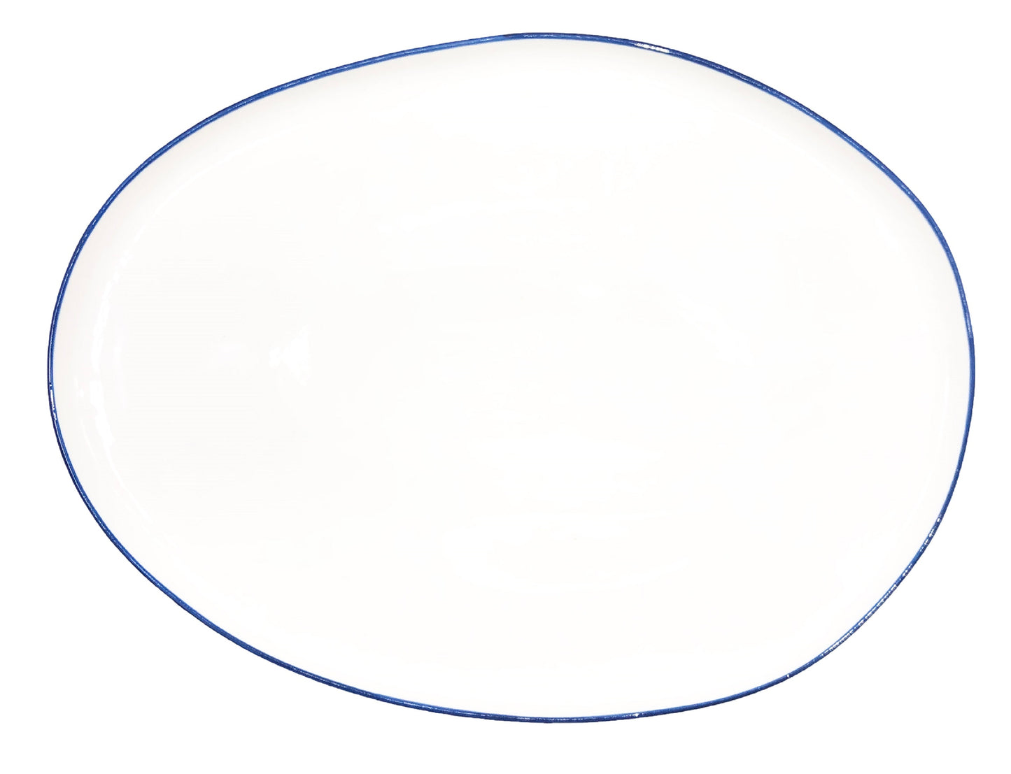 Abbesses Blue Rim Porcelain Small Serving Platter Canvas Home Abbesses, Abbesses Blue Rim, Abbesses Collection, Abbesses Platter, Abbesses Serving Platter, Blue, Blue Rim, Colored Rim, Platter, Porcelain, Serveware, Serving, Serving Platter, Serving Trays + Platters, White, White & Blue