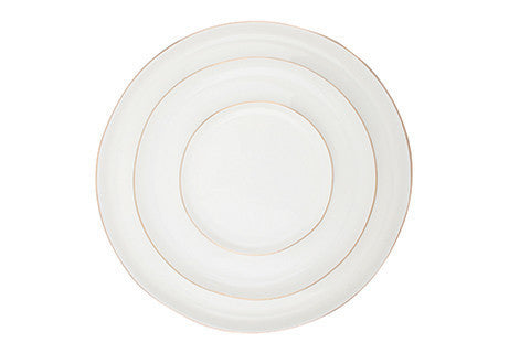 Abbesses Gold Rim Porcelain Salad Plate, Set of 4 Canvas Home Abbesses, Abbesses Collection, Abbesses Gold Rim, Abbesses Salad Plate, Abbesses Salad Plate Set, Casual Dinnerware, Colored Rim, Colored Rim Dinnerware, Gold, Gold Rim, Plates, Porcelain, Porcelain Dinnerware, Salad Plate, Set of 4, White, White & Gold