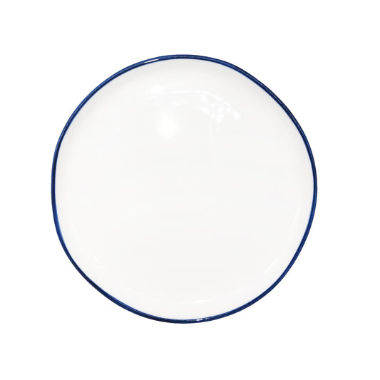 Abbesses Blue Rim Porcelain Tidbit Plate, Set of 4 Canvas Home Abbesses, Abbesses Blue Rim, Abbesses Collection, Abbesses Tidbit Plate, Abbesses Tidbit Plate Set, Blue, Blue Rim, Casual Dinnerware, Colored Rim, Colored Rim Dinnerware, Plates, Porcelain, Porcelain Dinnerware, Set of 4, Tidbit Plate, White, White & Blue