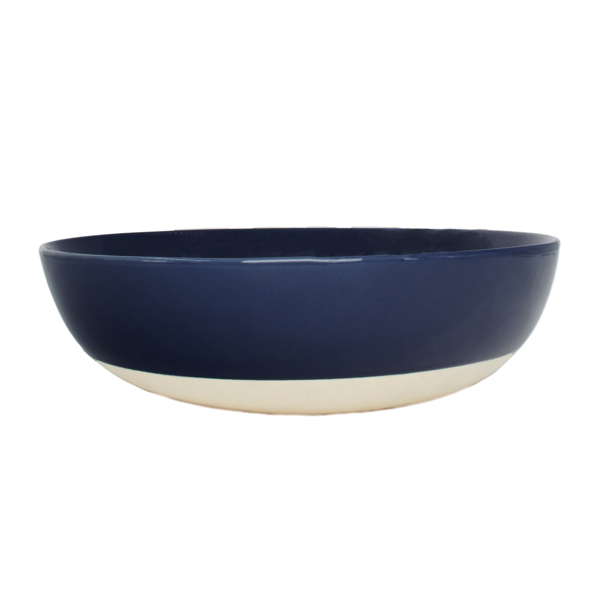 Shell Bisque Round Serving Bowl- Indigo