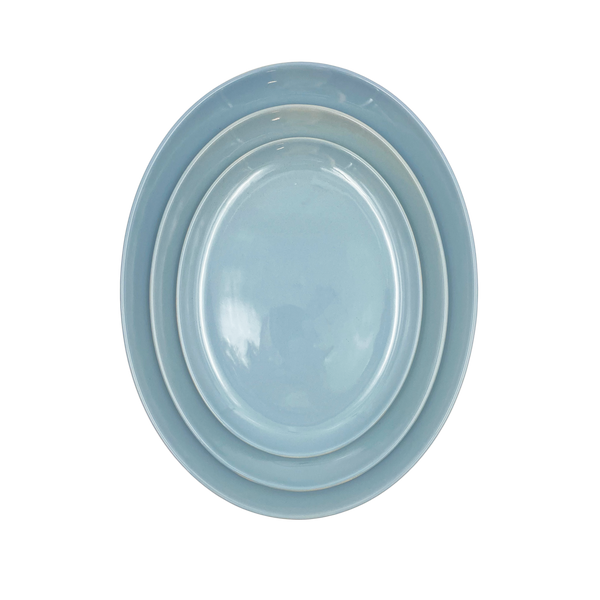 Shell Bisque Medium Oval Plate- Blue - Set of 4
