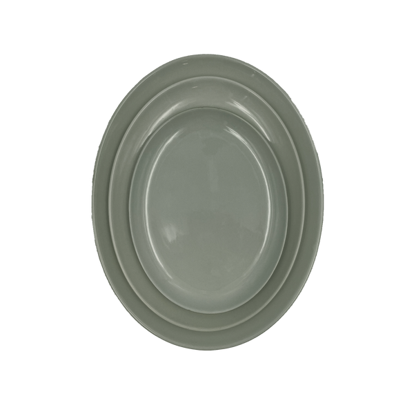 Shell Bisque Large Oval Plate- Grey- Set of 4