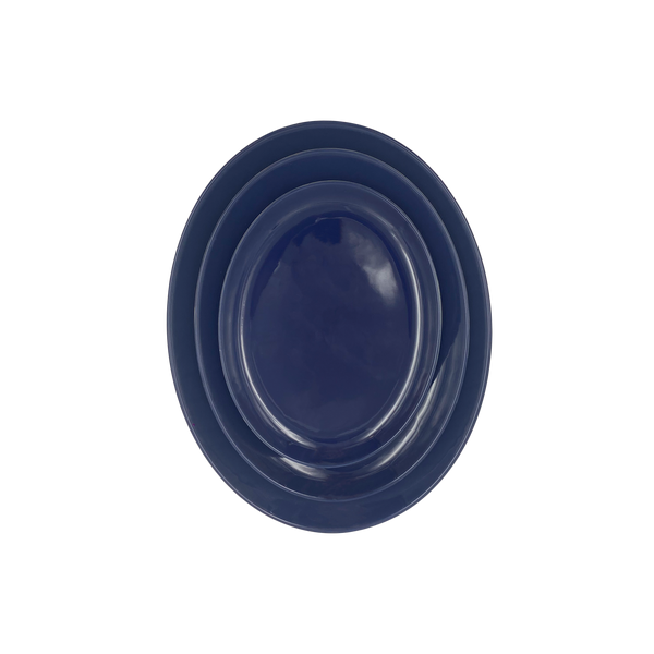 Shell Bisque Large Oval Plate- Indigo- Set of 4