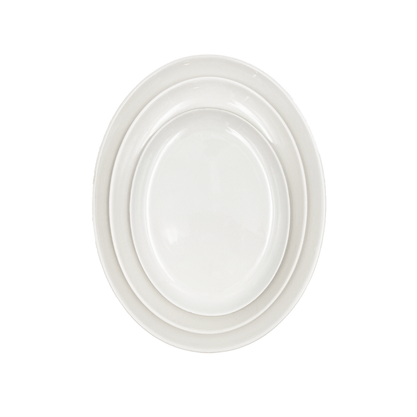 Shell Bisque Extra Large Oval Plate- White- Set of 2