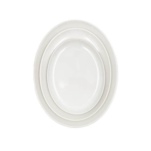 Shell Bisque Medium Oval Plate- White- Set of 4