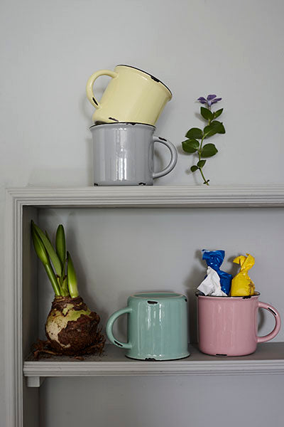 Tinware Mug in Pink - Set of 4 Canvas Home "contemporary dinnerware", canvas home, Coffee + Tea, Mugs + Cups, Pink, related-tinware-mug, Tinware Collection, Vintage