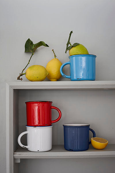 Tinware Mug in Green - Set of 4 Canvas Home "contemporary dinnerware", canvas home, Coffee, Coffee + Tea, Mugs + Cups, related-tinware-mug, Tinware Collection, Vintage