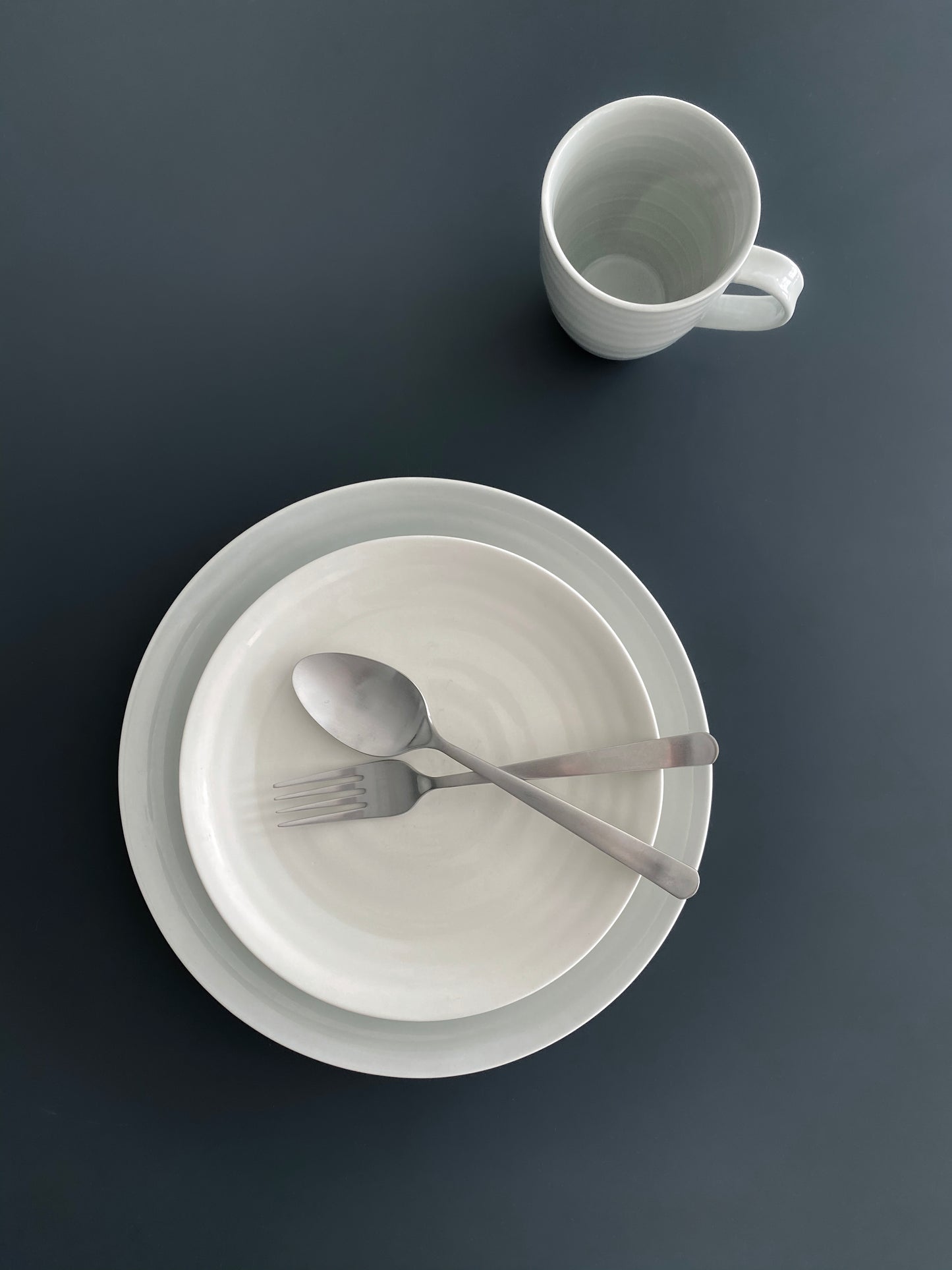 Daniel Smith Smoke Porcelain 16 Piece Dinnerware Set, Service For 4 Canvas Home canvas home, contemporary dinnerware, Daniel Smith, Daniel Smith Collection, dinner party, dinnerware, dinnerware sets, dish sets, family, Large, modern dinnerware, Place Setting, Plates, simple dinnerware, Smoke, tabletop, tableware