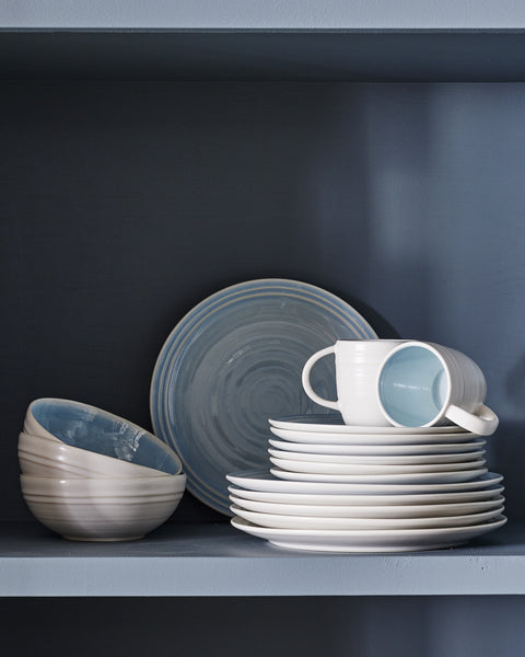 Lines Dinner Plate - White/Blue - Set of 4