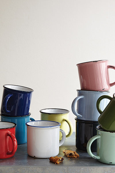 Tinware Mug in Green - Set of 4 Canvas Home "contemporary dinnerware", canvas home, Coffee, Coffee + Tea, Mugs + Cups, related-tinware-mug, Tinware Collection, Vintage