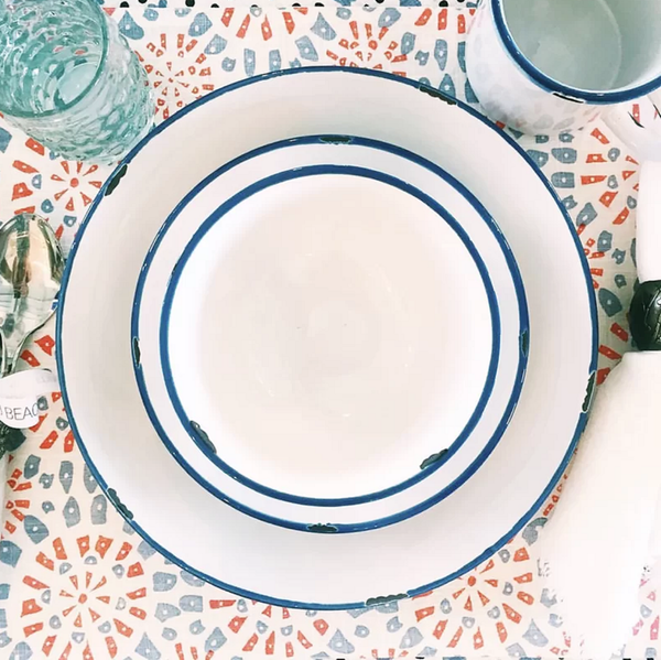 Tinware Dinner Plate in White - Set of 4